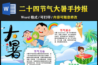 2022大暑節(jié)氣手抄報卡通傳統(tǒng)二十四節(jié)氣小報模板下載