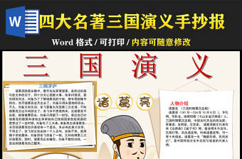 2022三國演義之諸葛亮手抄報(bào)中國四大名著模板下載