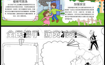 防災減災日手抄報全民攜手防災減災小報模板下載