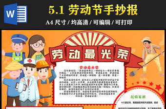 2023勞動(dòng)最光榮手抄報(bào)卡通復(fù)古風(fēng)五一勞動(dòng)節(jié)電子小報(bào)模板