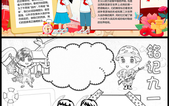 2023銘記九一八手抄報紅色插畫風(fēng)勿忘國恥銘記歷史word電子小報