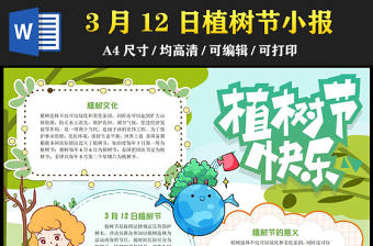 2023植樹節(jié)手抄報創(chuàng)意綠色卡通3月12日植樹節(jié)介紹電子小報模板
