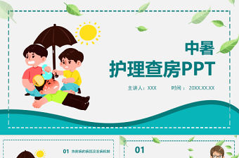 2022中暑護理查房PPT清新創意護理查房通用PPT模板下載