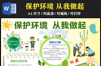 2023保護(hù)環(huán)境從我做起手抄報(bào)綠色小清新卡通風(fēng)保護(hù)環(huán)境人人有責(zé)電子小報(bào)模板