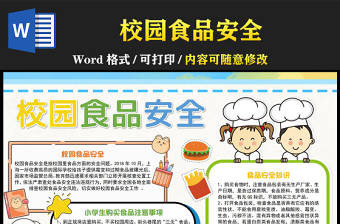 2023校園食品安全手抄報彩色卡通關注校園食品安全知識介紹電子小報模板