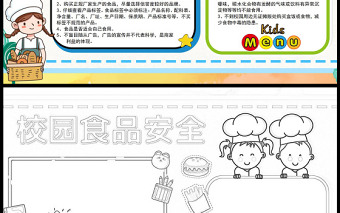 2023校園食品安全手抄報(bào)彩色卡通關(guān)注校園食品安全知識(shí)介紹電子小報(bào)模板
