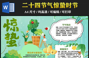 2023驚蟄手抄報卡通創(chuàng)意節(jié)氣簡介中國傳統(tǒng)二十四節(jié)氣驚蟄時節(jié)電子小報模板