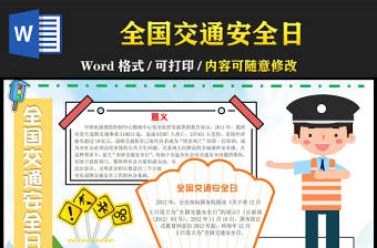 2022全國交通安全日手抄報童趣可愛全國交通安全日意義道路交通安全專題小報模板下載
