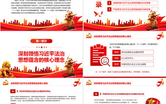 學深悟透“十一個堅持”全面踐行習近平法治思想PPT紅色黨政風黨員干部學習教育專題黨課課件模板