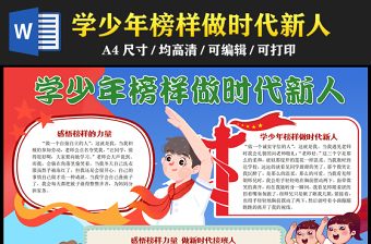 2023學(xué)少年榜樣做時代新人手抄報兒童風(fēng)創(chuàng)意感悟榜樣力量做新時代接班人word電子小報模板