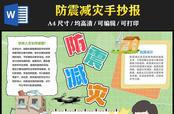2023防震減災手抄報綠色清新防范災害風險護航高質量發(fā)展電子小報模板
