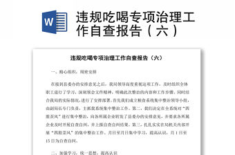 違規吃喝專項治理工作自查報告（六）