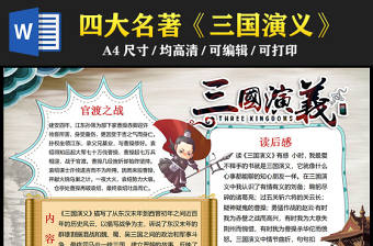 2023三國演義手抄報國學創意中國四大名著三國演義介紹讀后感電子小報模板