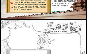 2023三國演義手抄報國學創意中國四大名著三國演義介紹讀后感電子小報模板