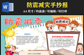 2023防震減災(zāi)手抄報創(chuàng)意卡通風(fēng)防范災(zāi)害風(fēng)險護航高質(zhì)量發(fā)展電子小報模板