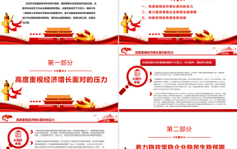 把穩(wěn)增長放在更加突出的位置PPT紅色黨政風黨員干部深入學習中央經濟工作會議專題黨課課件模板