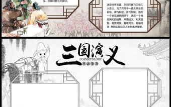 2023三國演義手抄報簡約創意中國四大名著三國演義介紹讀后感電子小報模板