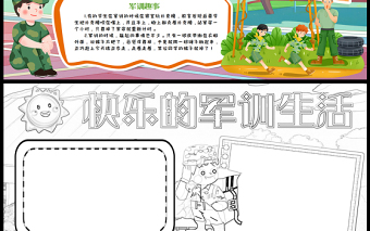 2023快樂的軍訓(xùn)生活手抄報(bào)兒童風(fēng)精美軍訓(xùn)目的word電子小報(bào)模板