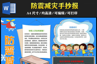 2023防震減災手抄報藍色卡通風防范災害風險護航高質量發(fā)展電子小報模板