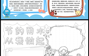 2023節(jié)約用水從我做起手抄報藍色簡約保護水資源節(jié)約用水word電子小報模板