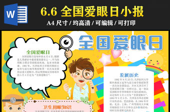 2023全國愛眼日手抄報彩色創意6月6日全國愛眼日節日介紹電子小報模板