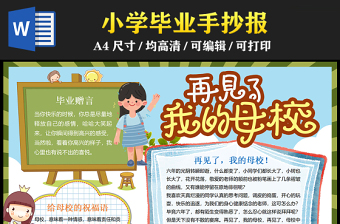 小學(xué)畢業(yè)手抄報(bào)創(chuàng)意童趣再見了我的母校電子小報(bào)模板
