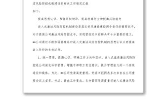 嵌入式廉潔風險防控機制建設工作總結