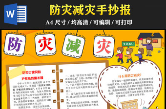 2023防災(zāi)減災(zāi)手抄報童趣創(chuàng)意卡通風(fēng)防范災(zāi)害風(fēng)險護航高質(zhì)量發(fā)展電子小報模板