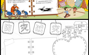 2023防災減災手抄報童趣創(chuàng)意卡通風防范災害風險護航高質量發(fā)展電子小報模板