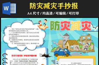 2023防災減災手抄報創(chuàng)意清新卡通風防范災害風險護航高質量發(fā)展電子小報模板