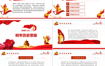 在新的趕考之路上堅定歷史自信PPT紅色大氣深入學習貫徹十九屆六中全會精神專題黨課課件模板