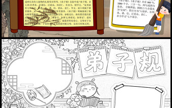 2023弟子規(guī)手抄報復古風經典國學文化弟子規(guī)電子小報模板