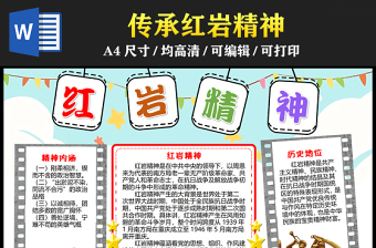 2023紅巖精神手抄報紅色簡約傳承紅巖精神愛國主義教育word電子小報模板