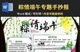 端午節(jié)小報(bào)詩(shī)意風(fēng)雅粽情端午小報(bào)模板下載