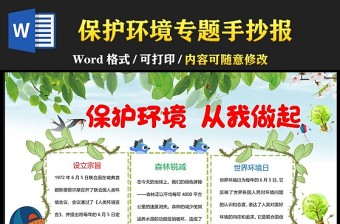 環(huán)保小報低碳環(huán)保綠色環(huán)境保護從我做起小報模板下載