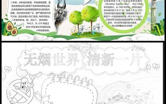 無煙日小報卡通清新無煙世界清新一片小報模板下載