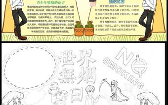 世界無煙日小報卡通可愛世界無煙日小報模板下載