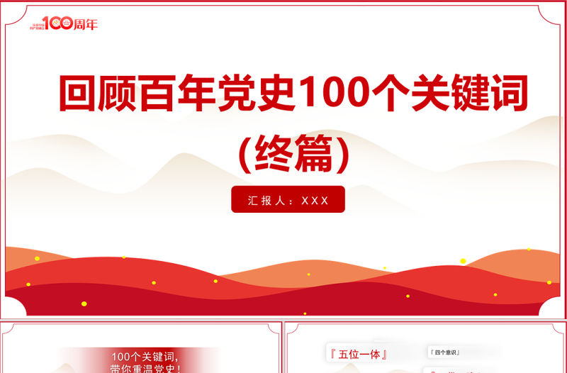 2021回顧百年黨史100個關(guān)鍵詞（終篇）PPT慶祝建黨100周年專題系列黨課課件模板