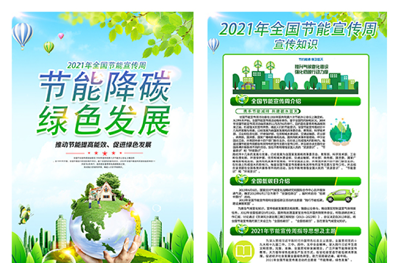 2021全国节能宣传周展板节能降碳绿色发展系列挂图宣传海报 