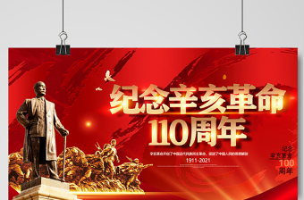 2021辛亥革命紀念日展板紅色莊嚴辛亥革命110周年盡瘁謀強國偉哉懷我公黨建宣傳欄設(shè)計模板