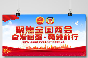 2023聚焦全國兩會展板紅色黨政風全國兩會召開宣傳黨建展板海報模板下載