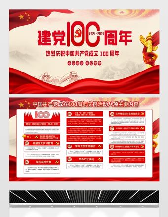 2021熱烈慶祝建黨100周年展板設計模板