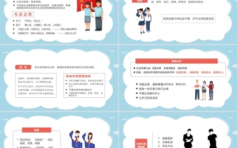 2021高中生基本禮儀知識介紹PPT創(chuàng)文明校園做文明學生基本禮儀PPT模板