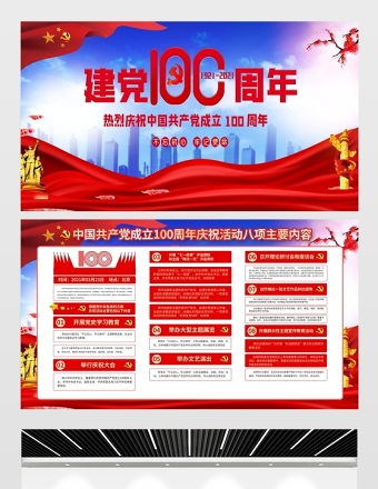 2021熱烈慶祝建黨100周年展板設(shè)計(jì)模板