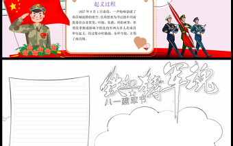 2021鐵血鑄軍魂手抄報熱烈慶祝中國人民解放軍建軍94周年軍史軍魂國防教育愛國教育小報