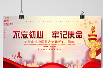2021不忘初心牢記使命熱烈慶祝建黨100周年簡(jiǎn)約大氣設(shè)計(jì)展板