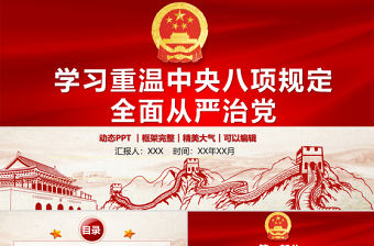 2021學(xué)習(xí)重溫中央八項(xiàng)規(guī)定全面從嚴(yán)治黨PPT專題黨課課件模板