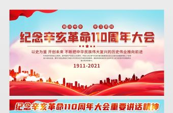 2021紀念辛亥革命110周年大會上的重要講話展板銘記歷史緬懷先烈實現中華民族偉大復興宣傳欄設計下載