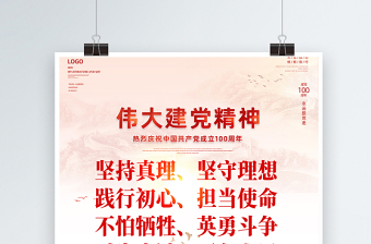 2021偉大建黨精神海報熱烈慶祝中國共產(chǎn)黨成立100周年專題黨課宣傳海報設計模板