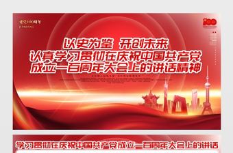2021以史為鑒開創未來認真學習貫徹在慶祝中國共產黨成立一百周年大會上的講話精神展板設計模板